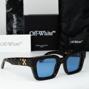 Off-White Women Sunglasses Havana Blue Square OERI008 VIRGIL 6045 NEW AUTHENTIC